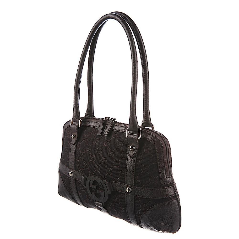 Luxury, Authentic GUCCI “Reins” canvas and genuine leather shoulder/satchel bag.